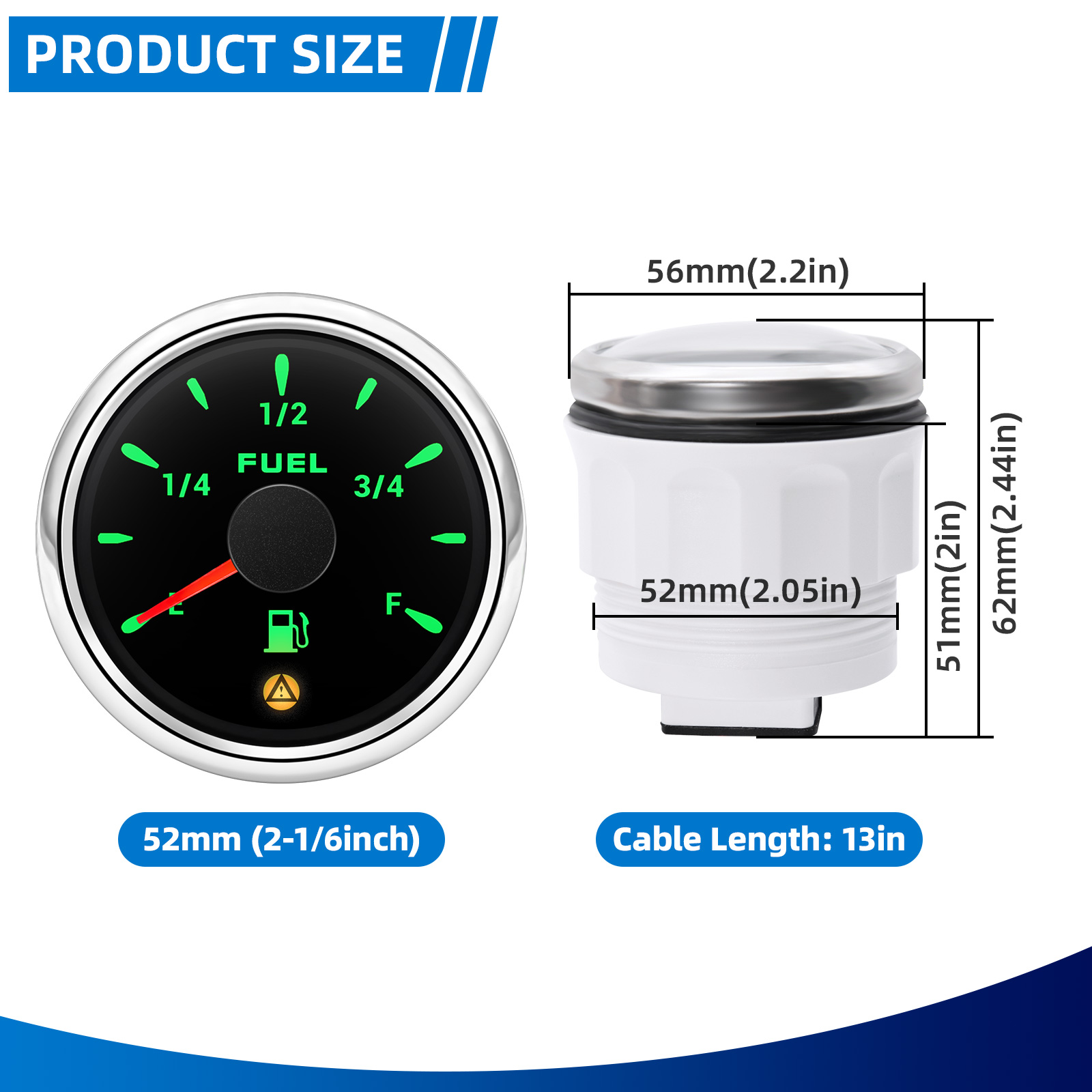 52mm Fuel Level Gauge With Fla - Panel Line Marker ulasan dan harga